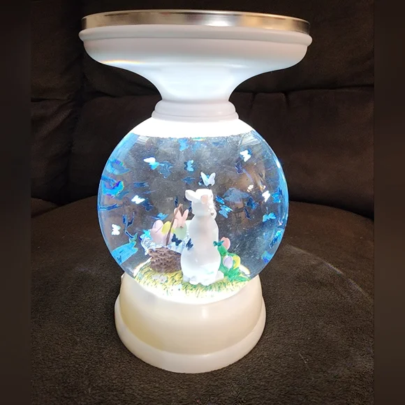 NWT Charming BATH& Body WORKS Bunny RABBIT WITH BUTTERFLIES 3 WICK Candle HOLDER